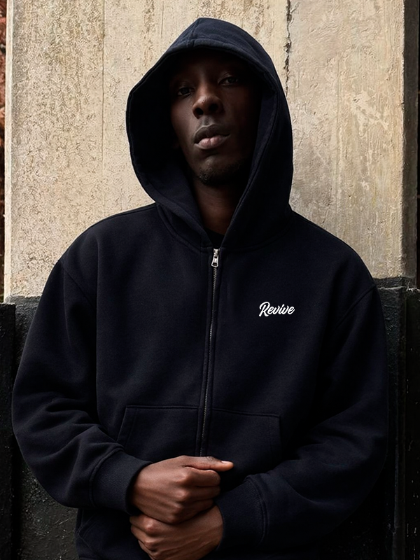 Logo Zip Hoodie - Black